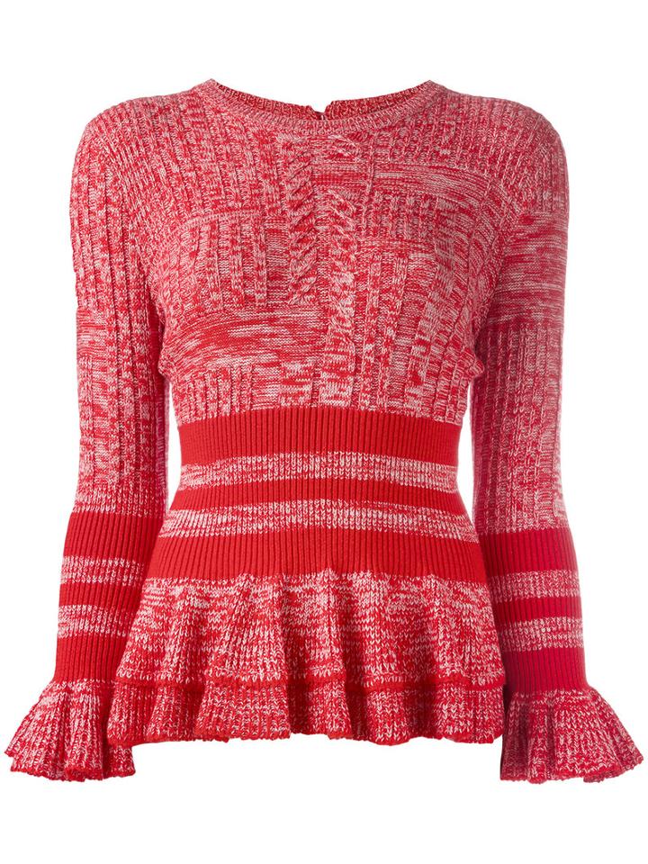 Alexander Mcqueen Peplum Knitted Top, Women's, Size: Xs, Red, Wool/silk/polyamide/spandex/elastane