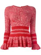 Alexander Mcqueen Peplum Knitted Top, Women's, Size: Xs, Red, Wool/silk/polyamide/spandex/elastane