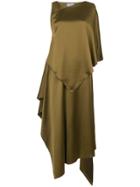 Osman Satin Asymmetric Dress - Brown