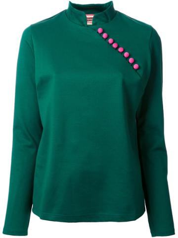 Growing Pains Button Detail Blouse, Women's, Size: Small, Green, Cotton