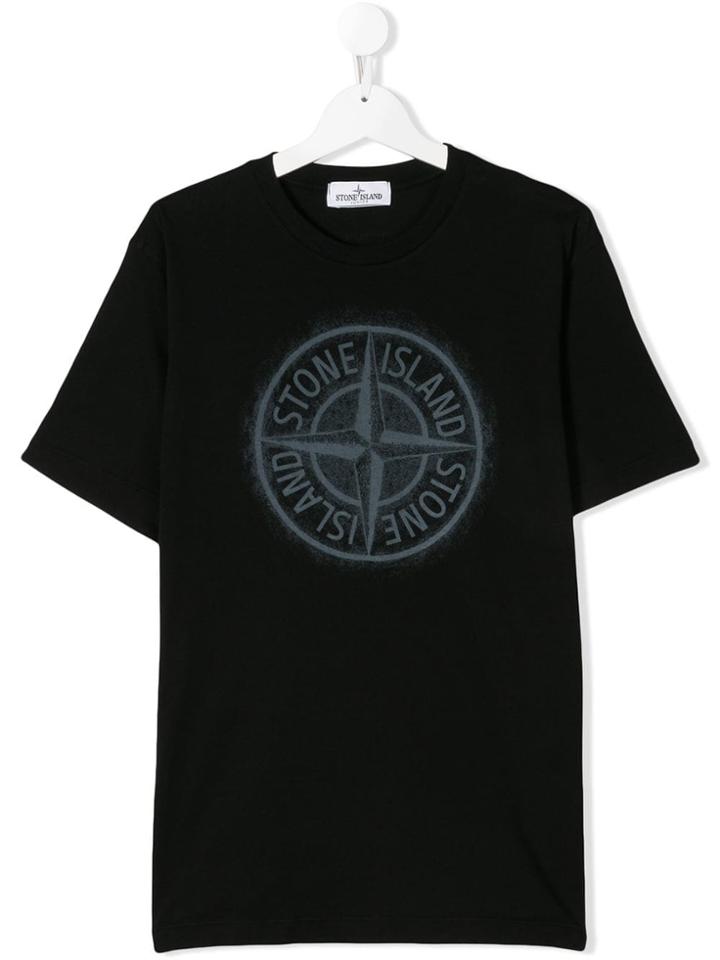 Stone Island Junior Teen Printed Logo T-shirt - Black