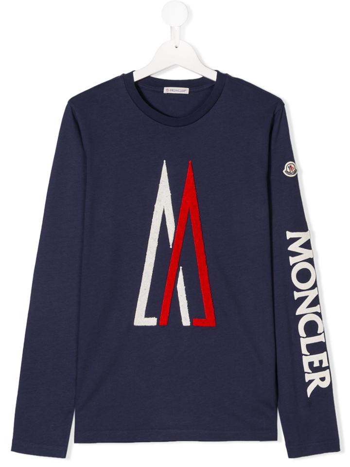 Moncler Kids Appliqued T-shirt - Blue