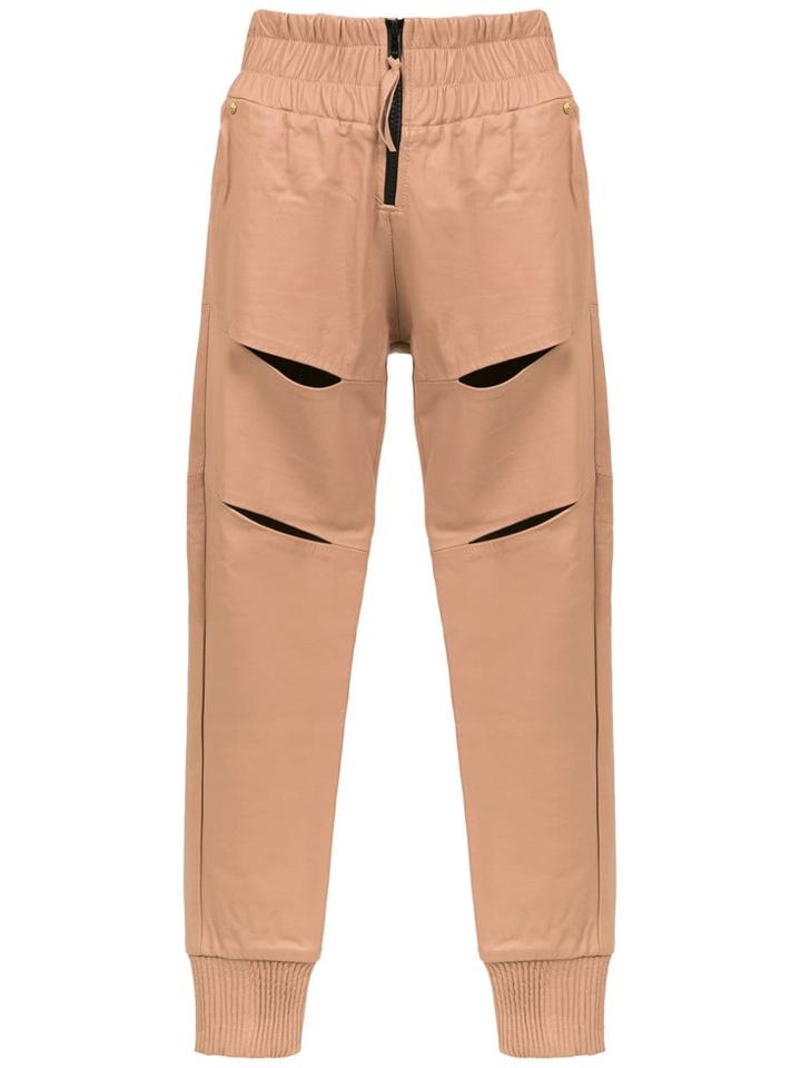 Andrea Bogosian Panelled Leather Trousers - Neutrals