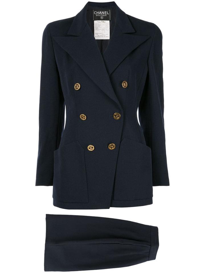 Chanel Pre-owned Setup Suit Jacket Skirt - Blue
