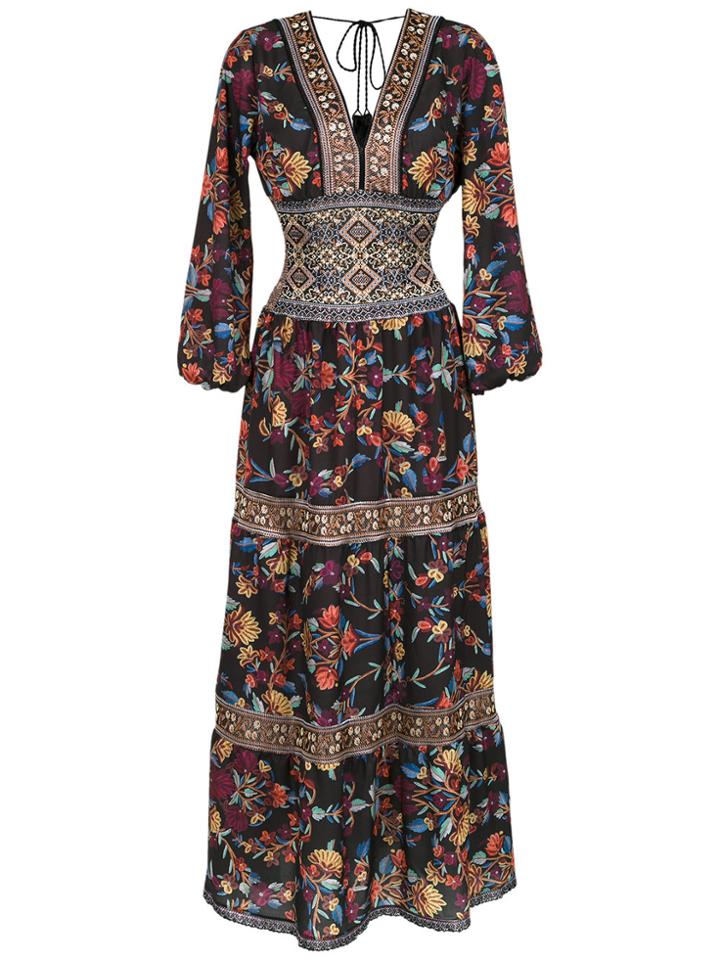 Cecilia Prado Palmire Printed Long Dress - Black