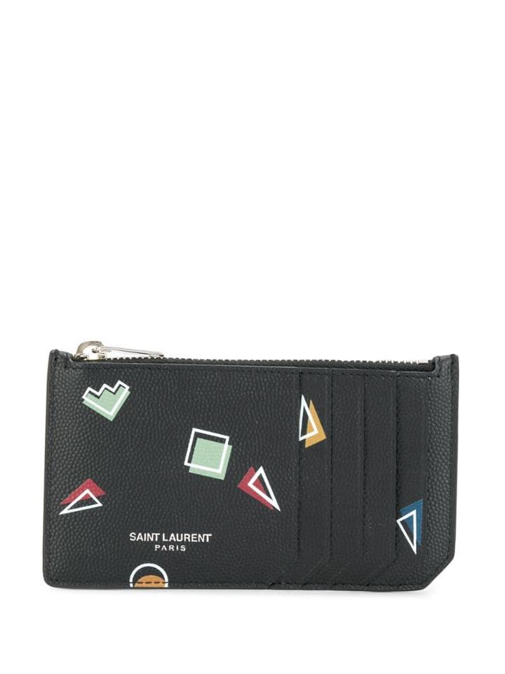 Saint Laurent Geometric Shapes Print Cardholder - Black