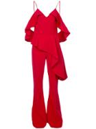 Christian Siriano Ruffled Off-shoulder Jumpsuit - Red