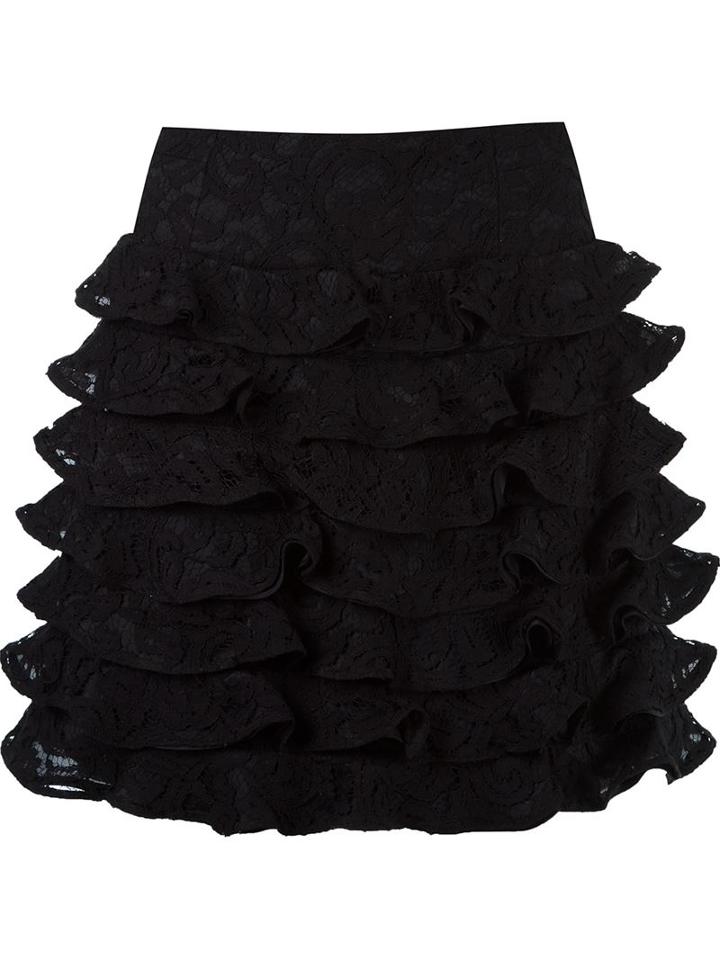 Martha Medeiros Ruffled Silk Skirt