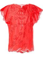 Tsumori Chisato Embroidered Blouse, Women's, Size: Medium, Red, Cotton/rayon