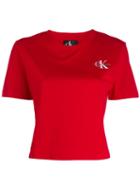 Calvin Klein Jeans Embroidered Logo Cropped T-shirt