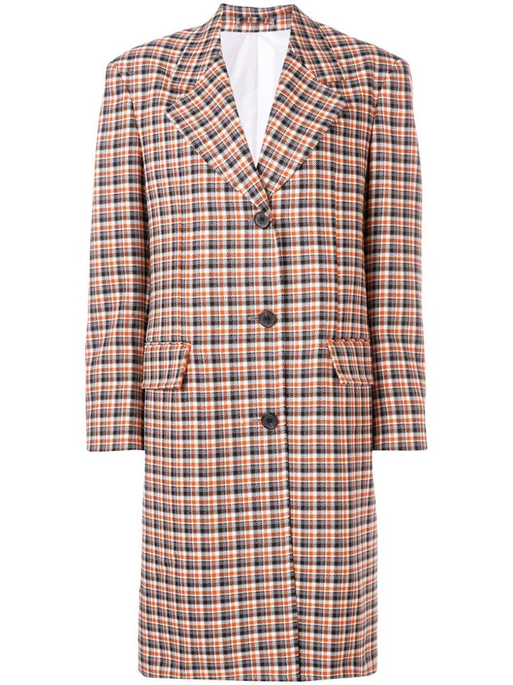 Calvin Klein 205w39nyc Single-breasted Tartan Coat - White