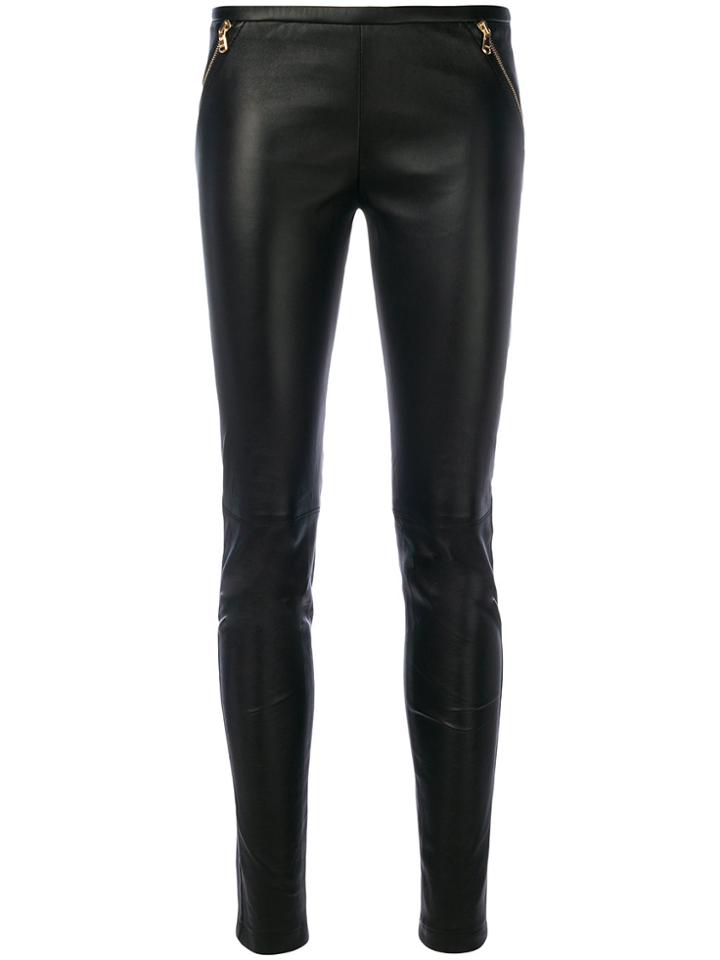 Emilio Pucci Zip-embellished Leather Trousers - Black