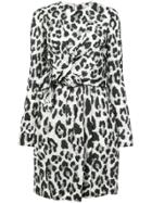 Carolina Herrera Leopard Print Wrap Front Dress - Black