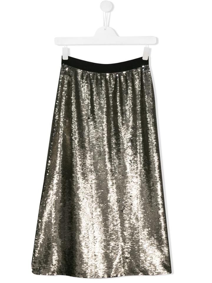 Pinko Kids Sequin Embellished Mini Skirt - Gold