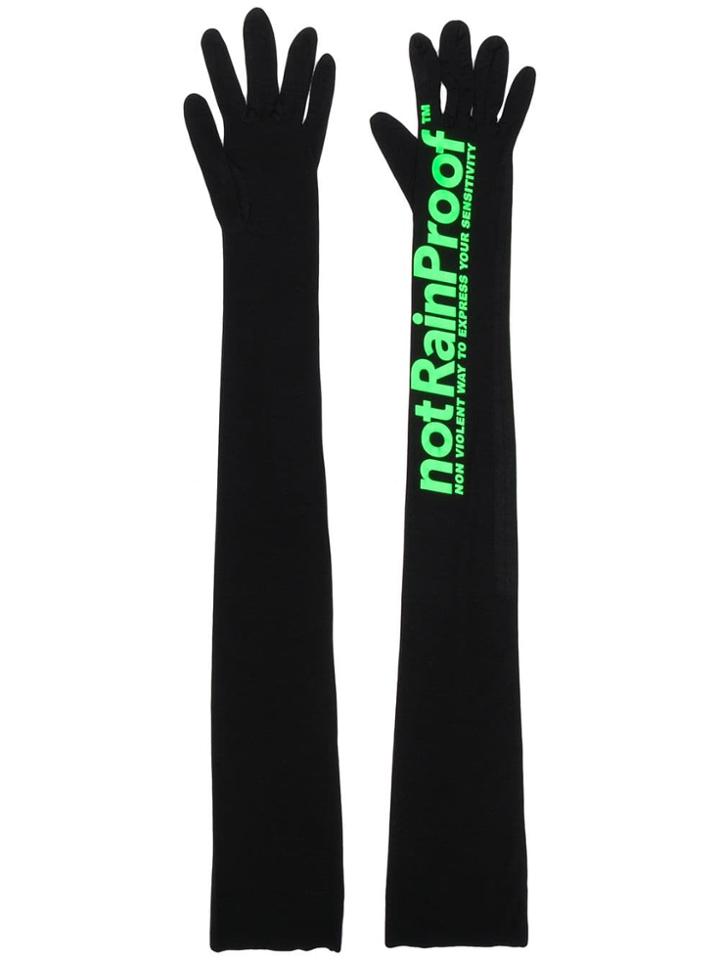 Styland Printed Long Gloves - Black