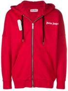 Palm Angels Zipped Logo Hoodie - Red