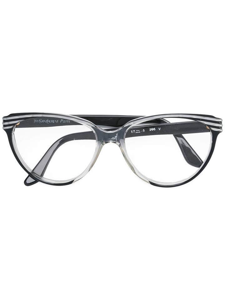 Yves Saint Laurent Vintage Striped Cat Eye Glasses, Black