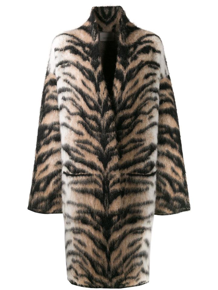 Laneus Tiger-print Midi Coat - Neutrals