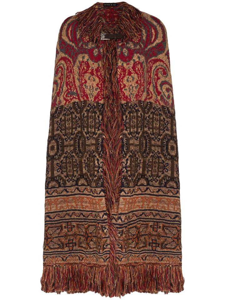 Etro Tapestry Embroidered Fringed Cape - Multicolour