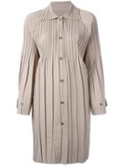 Pleats Please By Issey Miyake Pleated Coat, Women's, Size: Medium, Nude/neutrals, Polyester