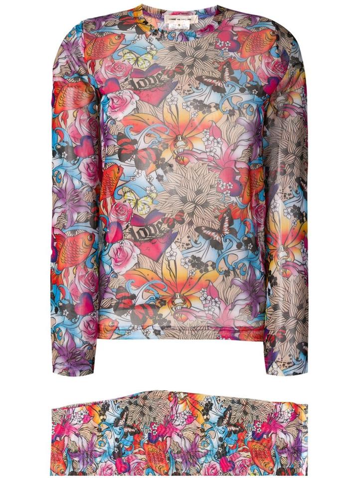 Comme Des Garçons Two Piece Floral Set - Purple