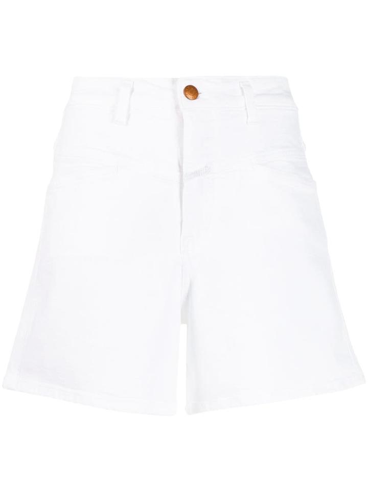 Closed High Waisted Denim Shorts - White