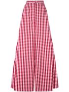 Marques'almeida Gingham Wide Leg Trousers, Women's, Size: 6, Red, Cotton