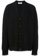 Msgm Frayed Cardigan, Men's, Size: Medium, Black, Polyamide/wool