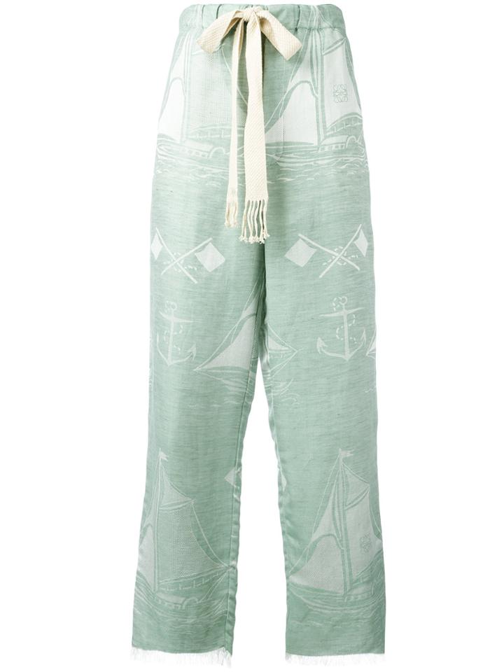 Loewe Boat Pattern Drawstring Trousers - Green