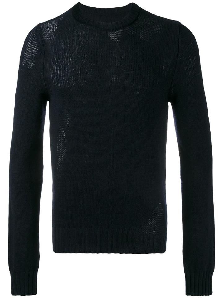 Maison Margiela Distressed Knit Jumper - Blue
