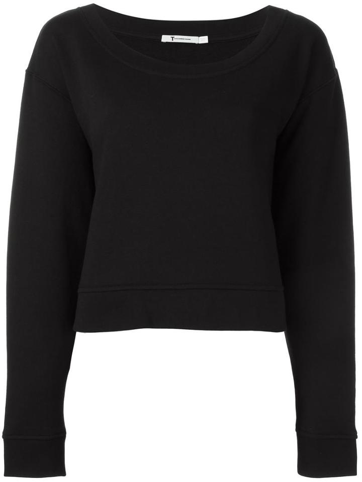 T By Alexander Wang Scoop Neck Sweatshirt, Women's, Size: Medium, Black, Cotton/polyester/modal