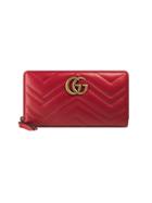 Gucci Gg Marmont Matelassé Wallet - Red