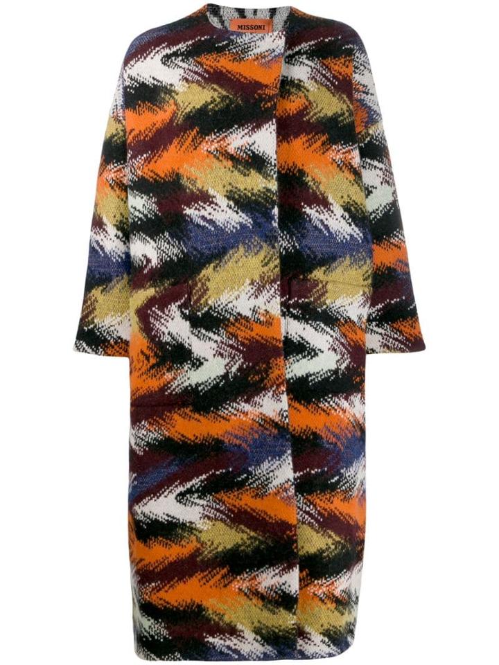 Missoni Knitted Oversized Coat - Orange