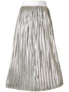 Alice+olivia Metallic Pleated Midi Skirt