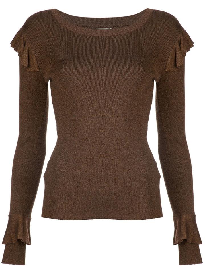 Alice+olivia Ruffle Detail Sweater - Brown