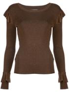 Alice+olivia Ruffle Detail Sweater - Brown