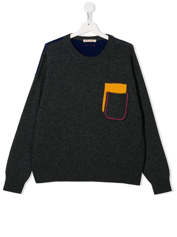 Marni Kids Teen Colour Block Jumper - Grey