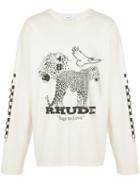 Rhude Leopard Graphic Print T-shirt - White