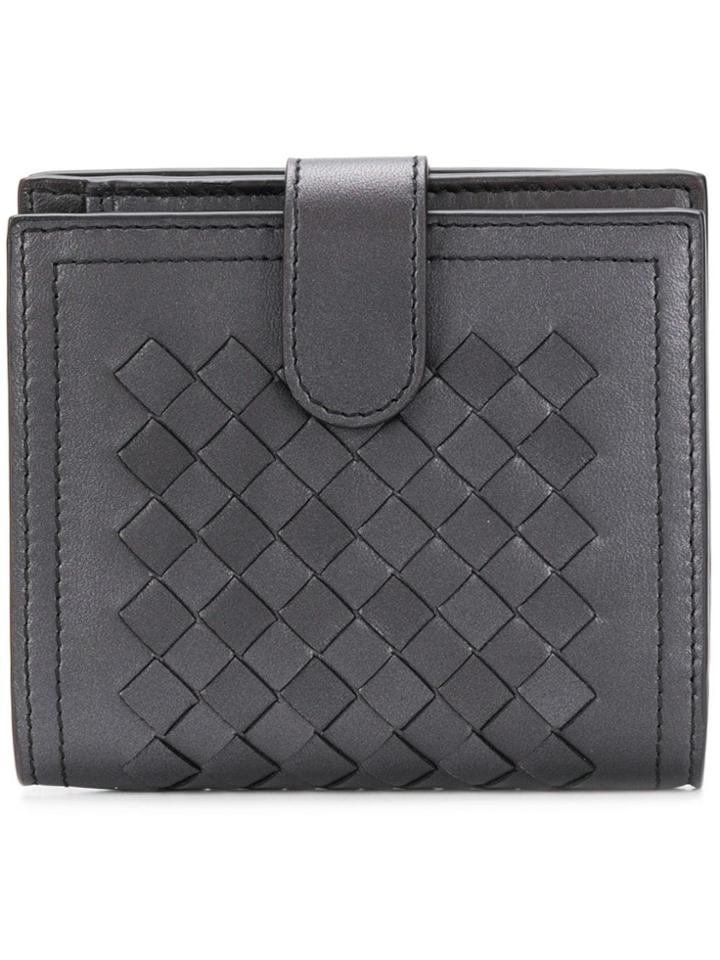 Bottega Veneta Intrecciato Leather Mini Wallet - Silver