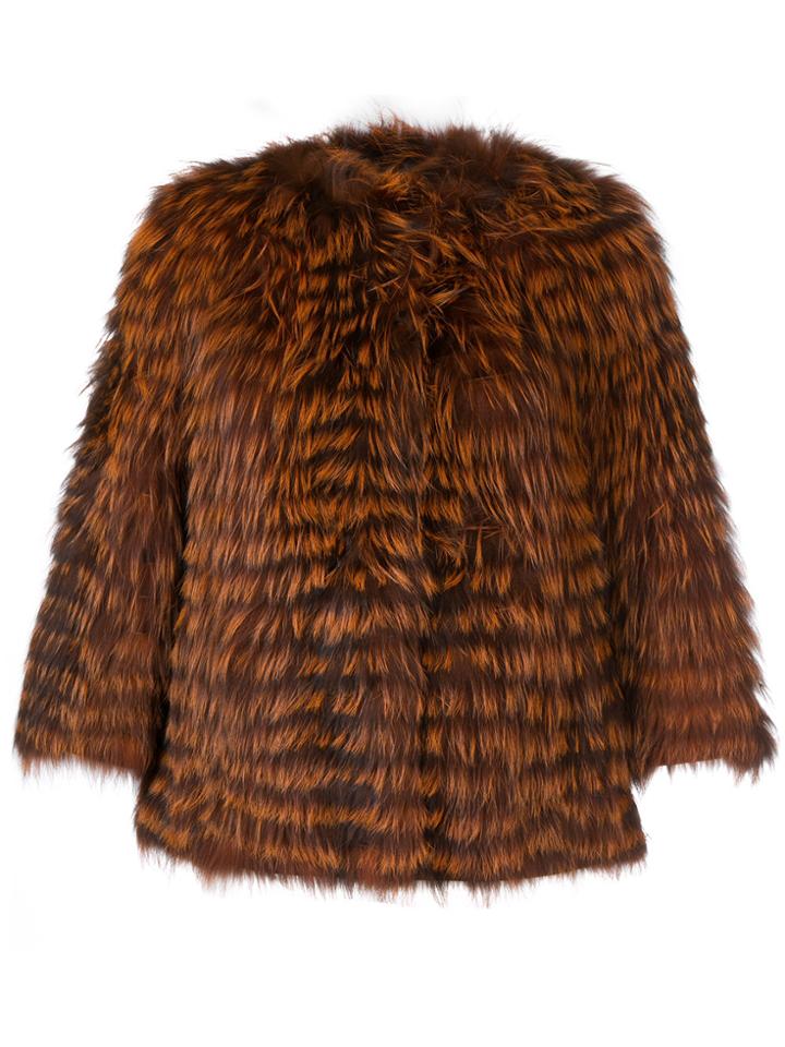 Yves Salomon Collarless Jacket - Yellow & Orange