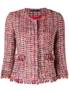 Tagliatore Fitted Round Neck Jacket - Red