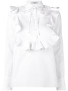 Valentino Ruffle Tuxedo Style Shirt - White