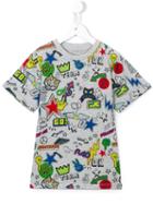 Stella Mccartney Kids 'arrow Stickers' Print T-shirt, Boy's, Size: 10 Yrs, Grey