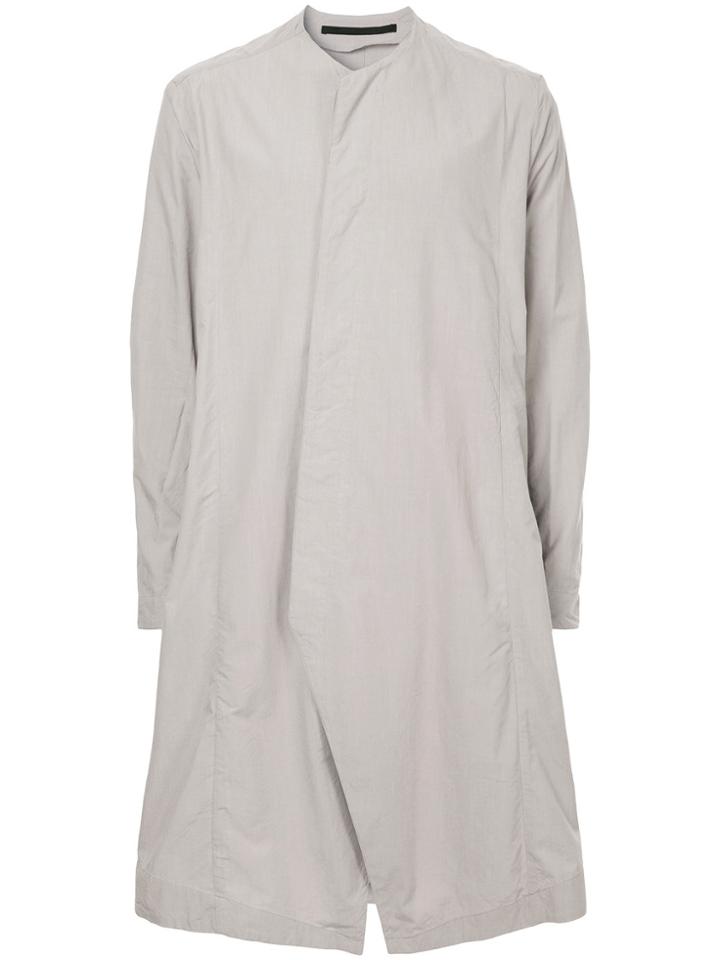 Julius Collarless Flared Shirt - Brown