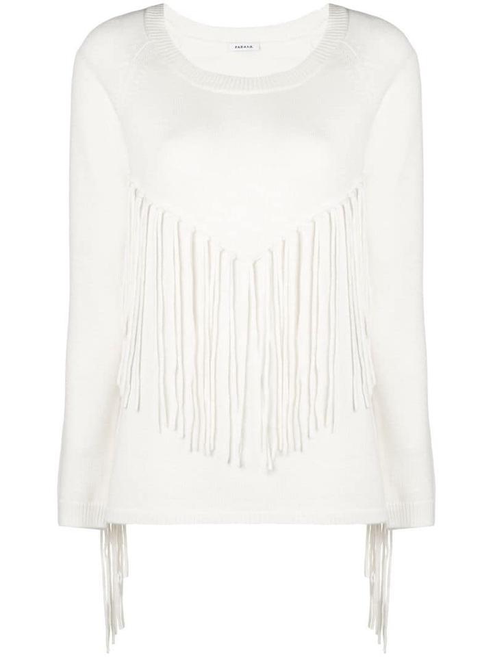 P.a.r.o.s.h. Fringed Round Neck Jumper - Neutrals