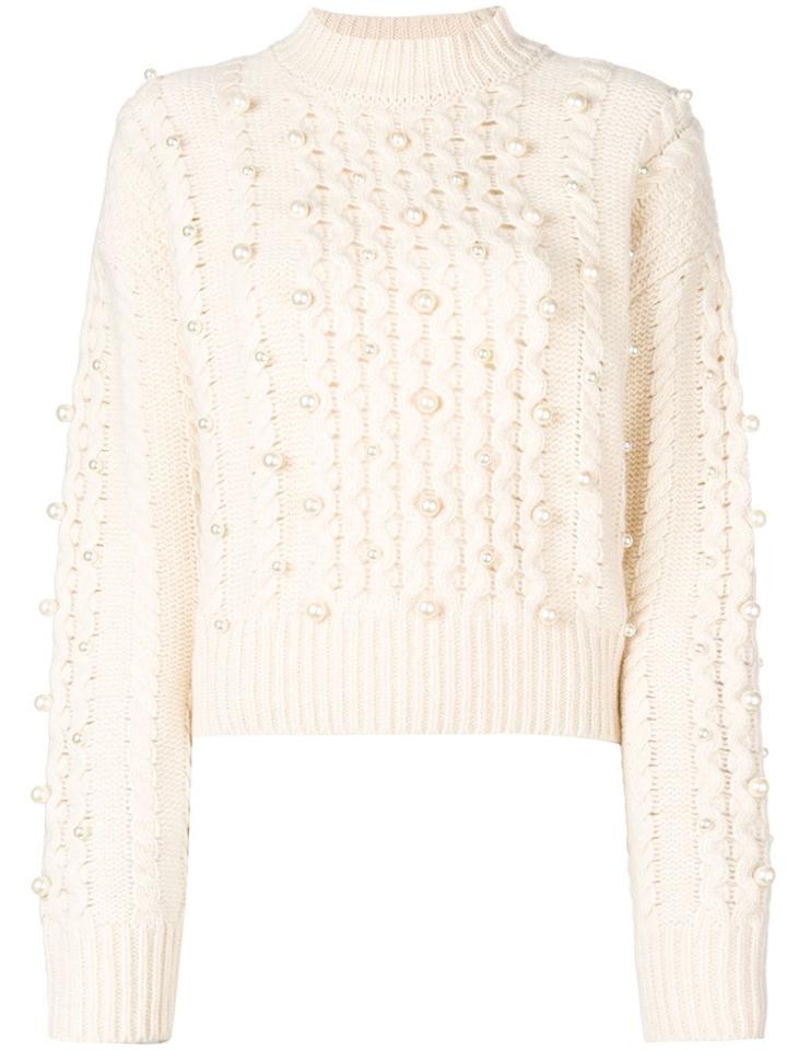 Maison Kitsuné Pearl Embellished Sweater - White