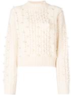 Maison Kitsuné Pearl Embellished Sweater - White
