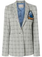 Marco De Vincenzo Patch Embellished Plaid Blazer - Grey