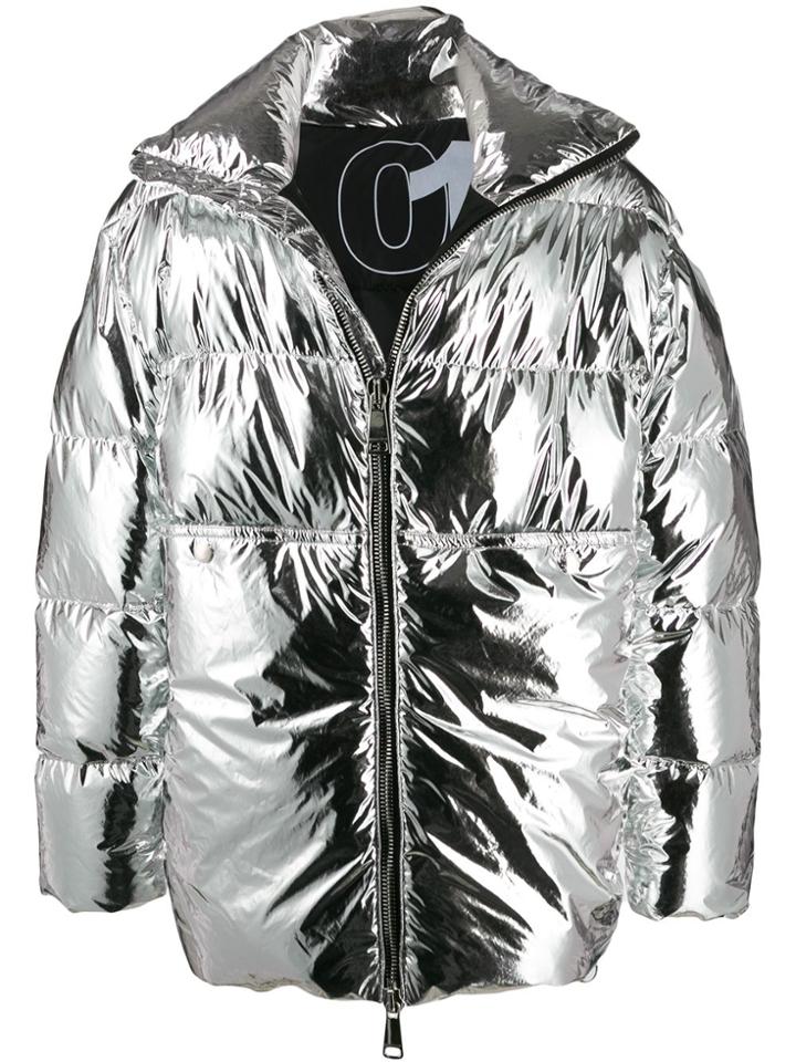 Khrisjoy Laminated Padded Coat - Silver