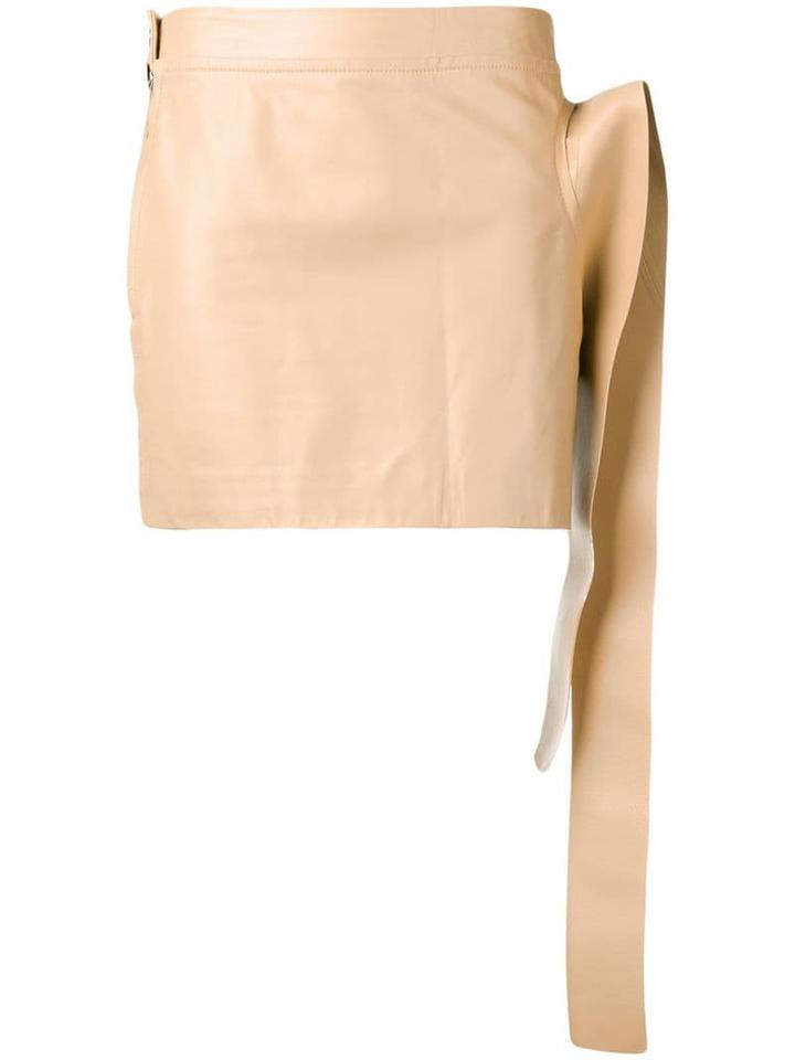 Jw Anderson Toast Leather Tab Mini Skirt - Neutrals